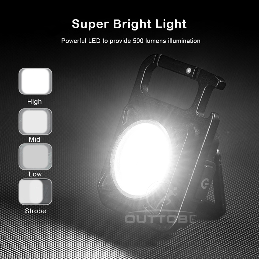 Outtobe Đèn Flash LED Mini Đèn Làm Việc Kẹp Bỏ Túi Đèn Pin Cầm Tay Móc KHóa Đèn Flash COB Độ Sáng Cao Sạc USB Cho Cắm Trại Ngoài Trời Đèn Móc Khóa Nút Chai Nhỏ