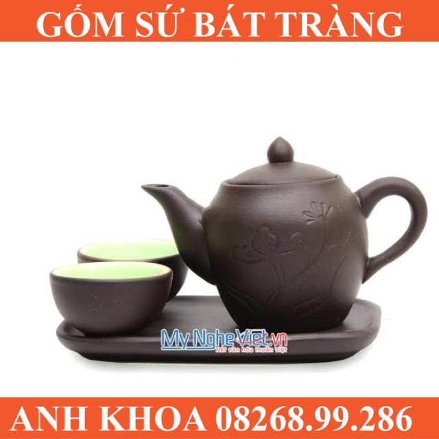Ấm trà tử sa nhị ẩm bát tràng - gốm sứ bát tràng anh khoa