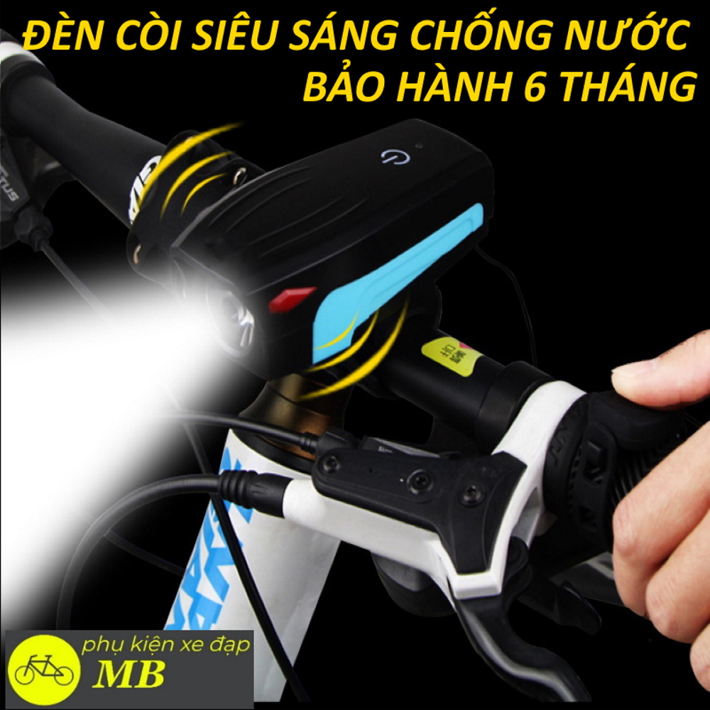đèn xe đạp siêu sáng có còi pin sạc usb led T6 cao cấp chống nước thể thao