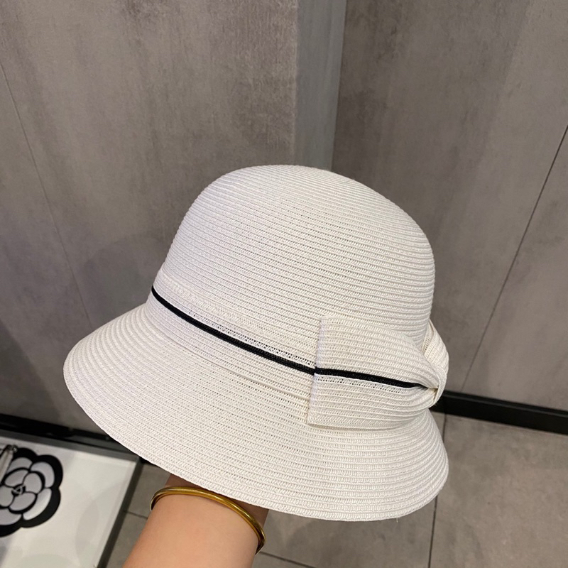 Mũ cói vành nhỏ cụp đính nơ chất mềm đẹp (Sh60)