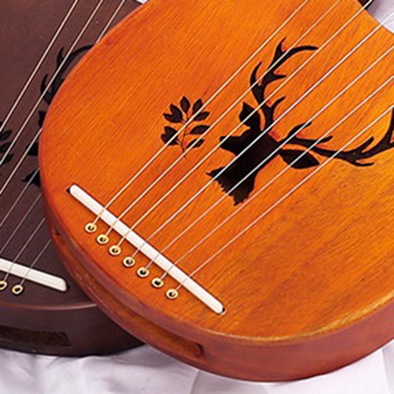 7 String Lyre Harp Wood String Instrument with Carry Bag Extra String Set and Accessaries Style