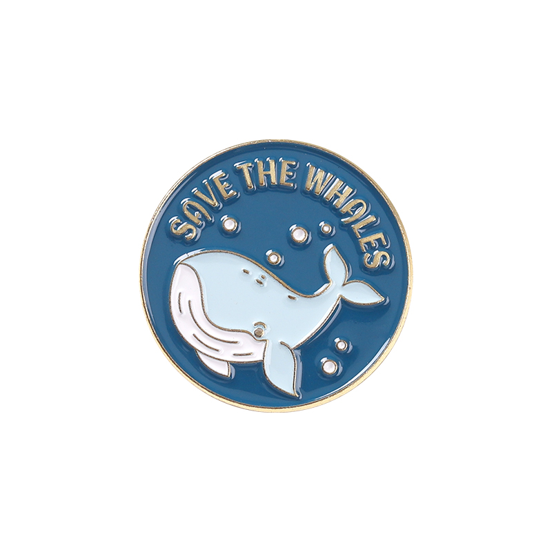 Save The Ocean Enamel Pins Stop Plastic! Brooch Humpback Whale Tail on The Sea Lapel Pin Badges Whale Jewelry