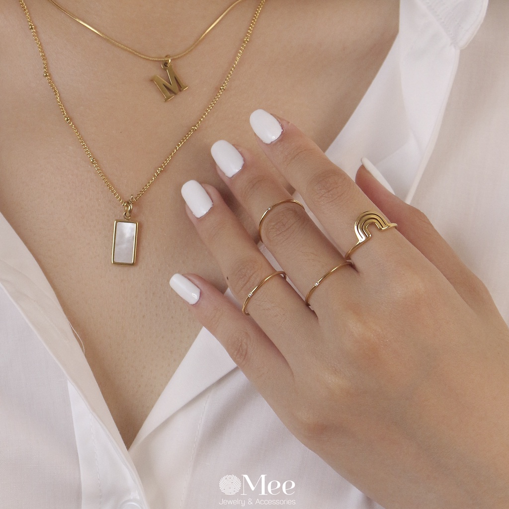 [1.12-GIẢM 15K ĐƠN 299K]- Nhẫn nữ Dot ring Mee bản mỏng đính đá - R3527