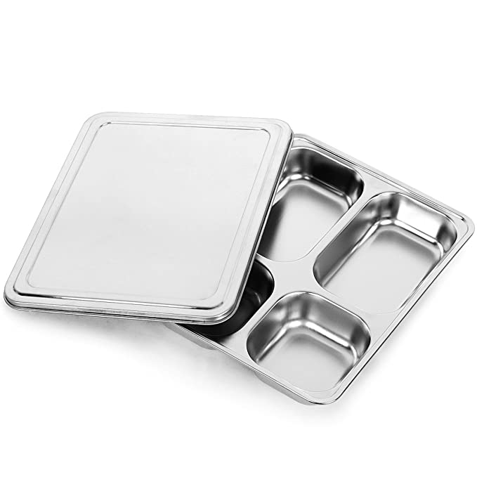 Stainless Steel Bento Box Food Tray Bento with Transparent Lid Lazada PH