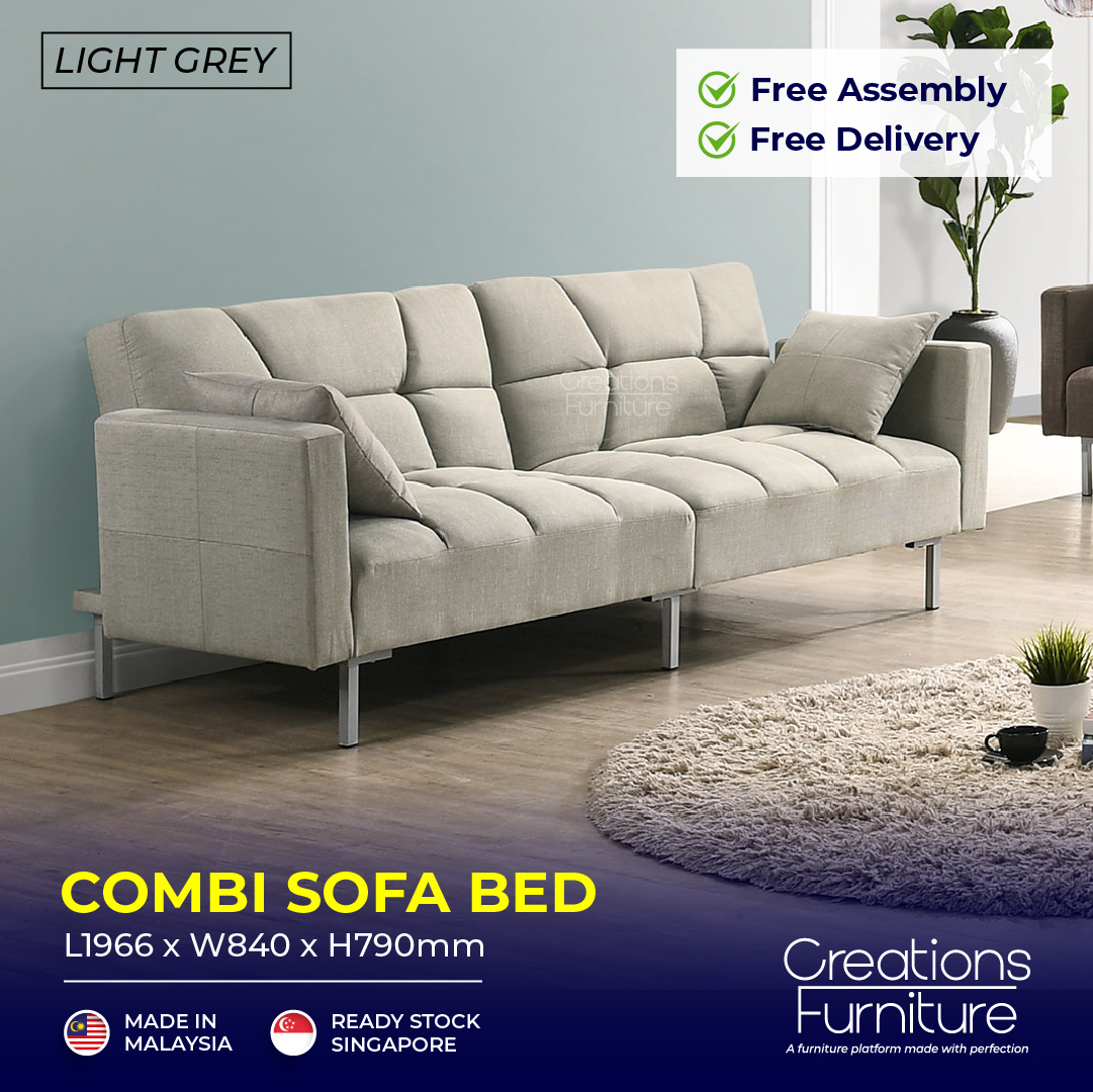 COMBI Sofa Bed / Relax Fabric Sofa / 3 seater Sofa / Metal Legs Sofa