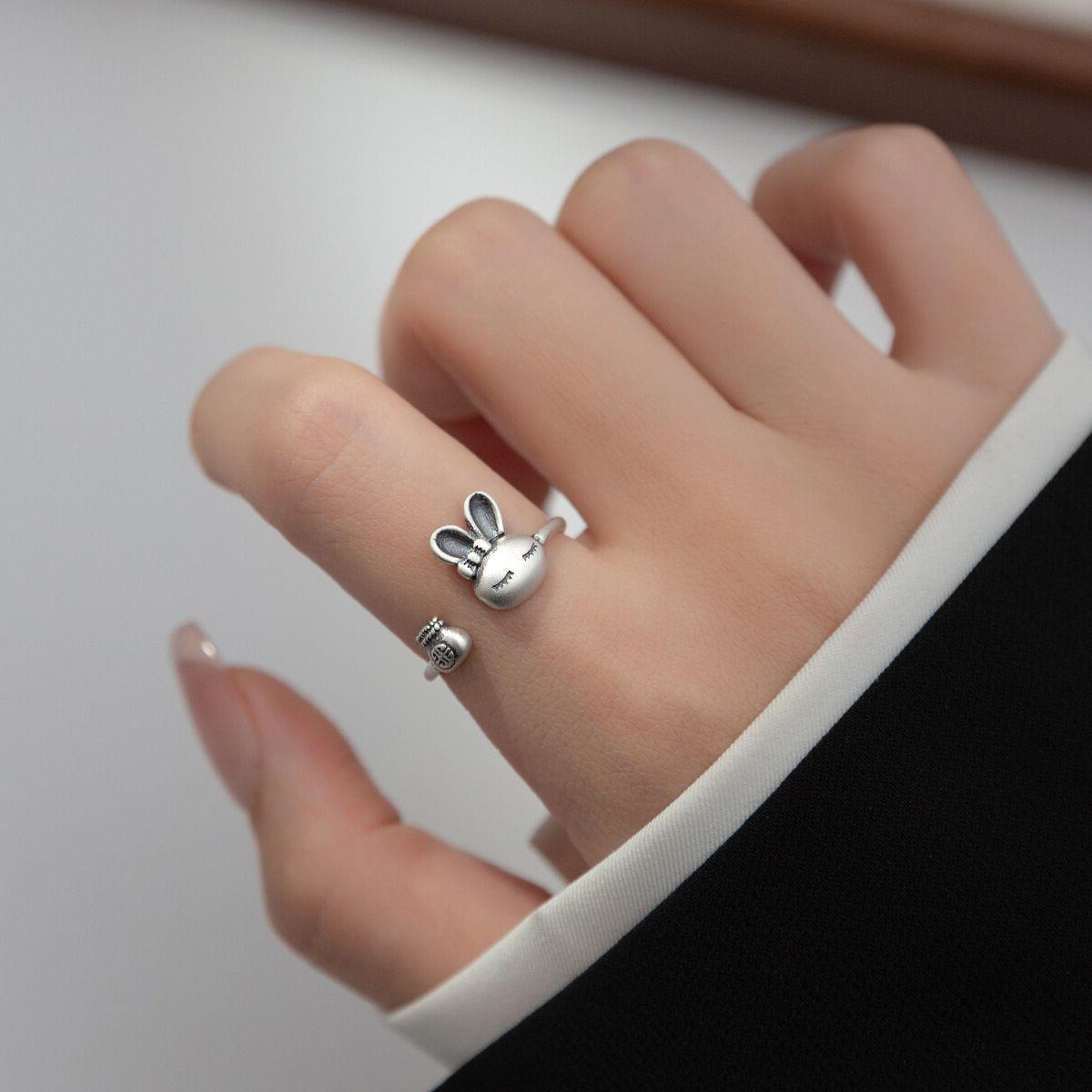 Japanese-Korean Style Retro Money Bag Rabbit Ring Women's Cute Sweet ...