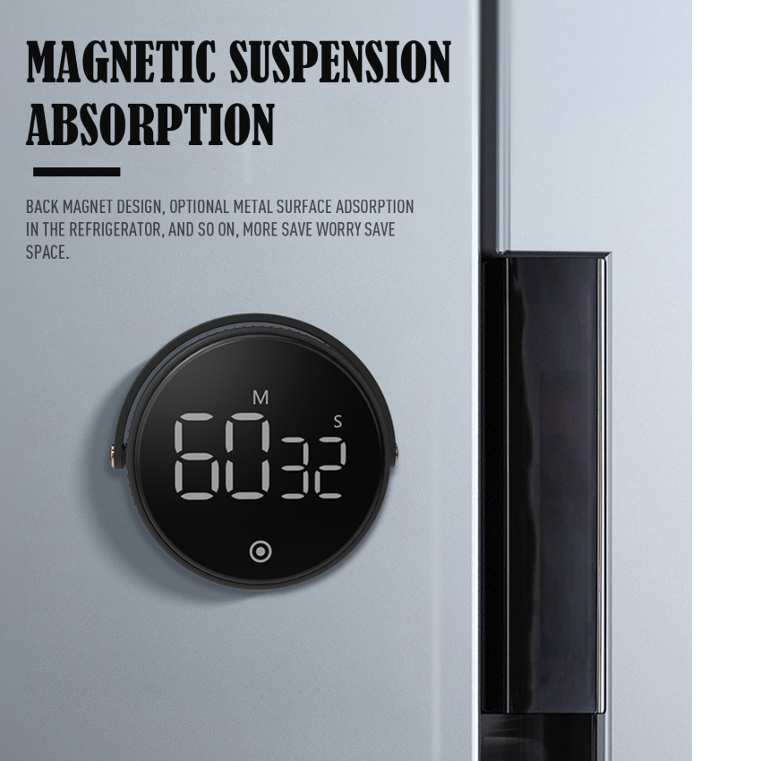 【Ready Stock】Magnetic Kitchen Timer LED Digital Timer Manual Countdown Timer Alarm Clock Cooking Shower Study Fitness Stopwatch Time Master