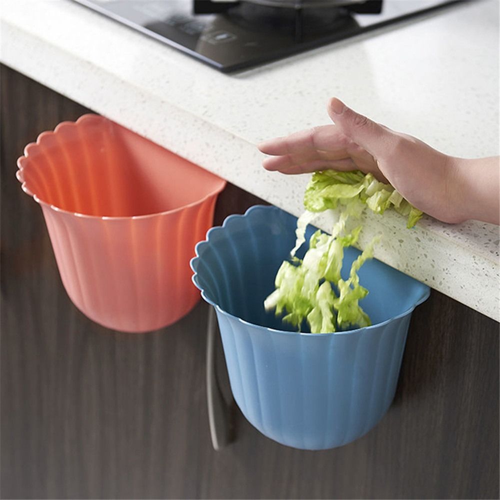 CHARDRUSHRU Door Garbage Bin Wall Mounted Cleaning Tools Waste Bin Storage Bucket Hanging Trash Can Flower Shape