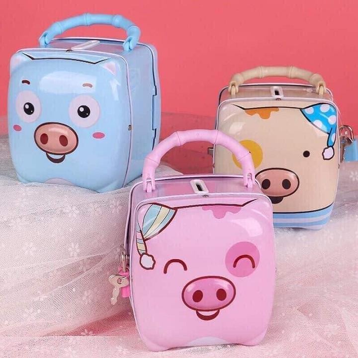 Két tiết kiệm hình con heo, két mini hình con lợn có khoá đựng lì xì tết, két con lợn mini
