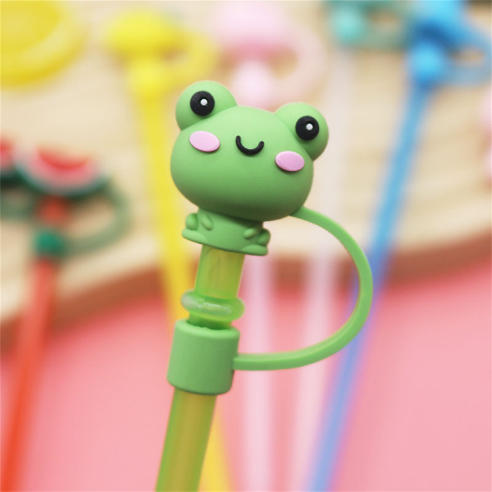 Bathtool Silicone Straw Tips Cover Cute Silicone Reusable Drinking Straw Tips Lids Dust-Proof Straw Plugs