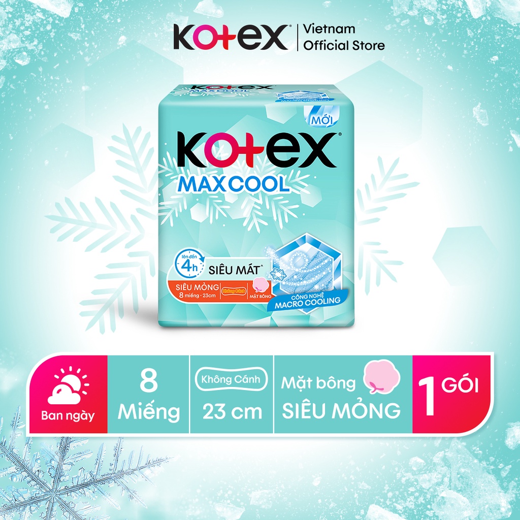 Combo 8 Gói Băng Vệ Sinh Kotex MaxCool SMC 23cm (8 miếng/gói)