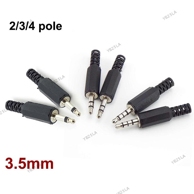 5/10pcs 3.5mm 2/3 pole 4 pole mono stereo audio connectors jack plug headphone male adapter 3.5mm 3.5 male plug wire terminals yb25vn