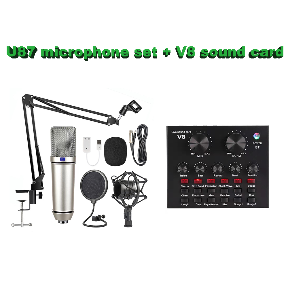 V8 Sound Card With U87 Microphone Condenser Complete Set V8+U87 Mic