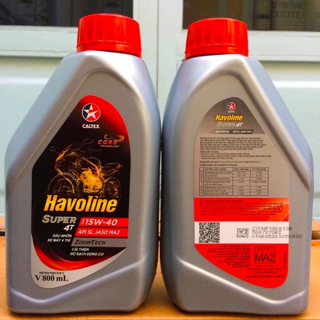 [HCM]Nhớt xe số Caltex Havoline Super 4T SAE 15W40 0.8L xám nắp đỏ