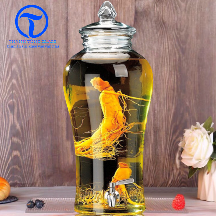Bình thủy tinh 8 lít sâm chân mây  có van