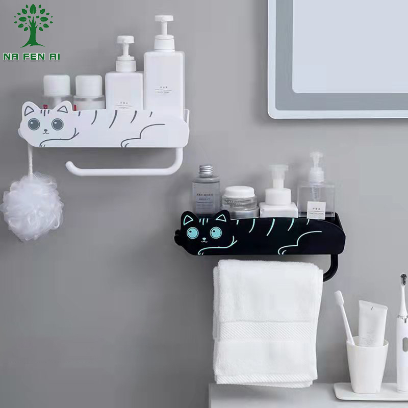 NFA Perforation-free storage shelf Creative pet bathroom toilet plastic storage shelf