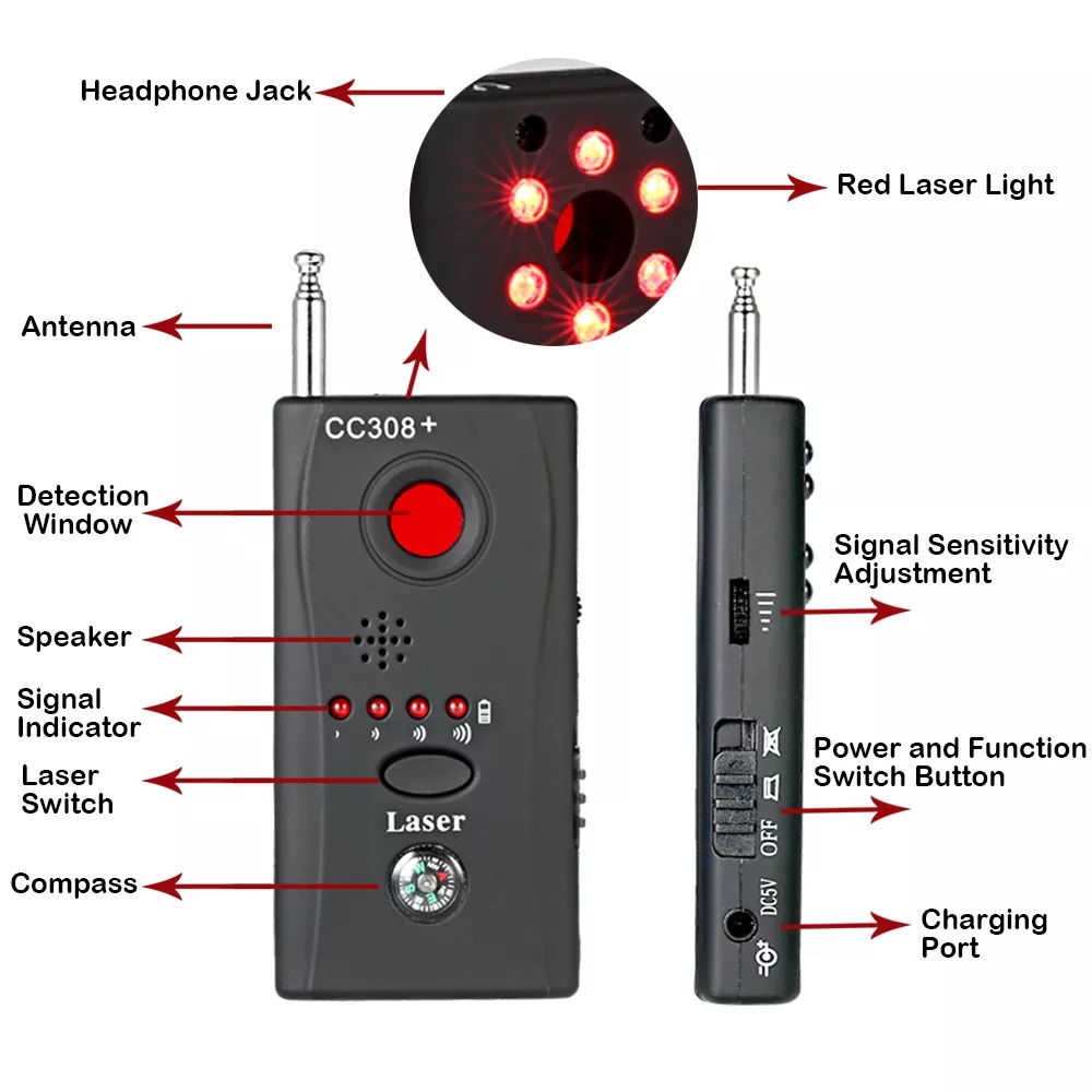 Máy dò camera CC308 - Thiết bị dò máy ghi âm - camera CC308+