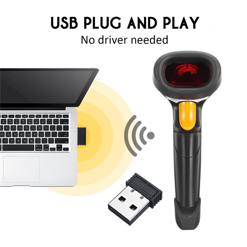 DC5V 2.4G Wireless Wired Barcode Scanner Handheld Scanning Bar Code Reader 80-150 Meters Wireless Transfer Distance 2 in 1