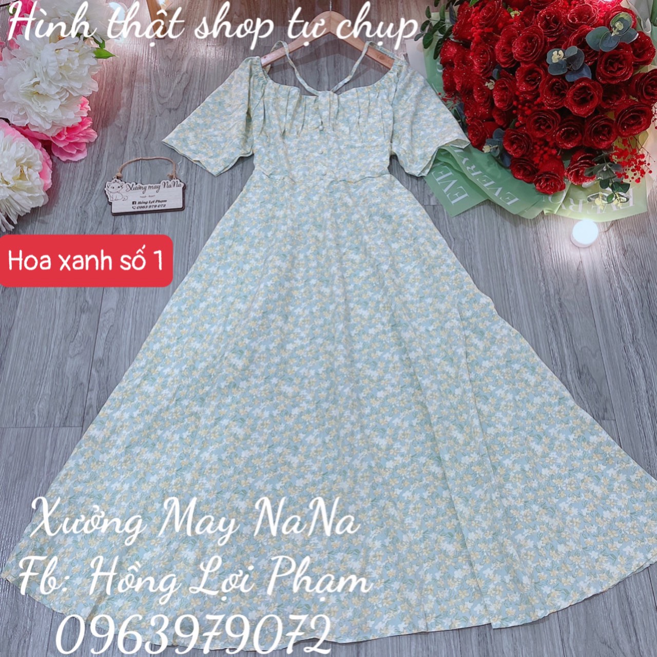 Maxi hoa nhí đính ngọc (hình thật +video)