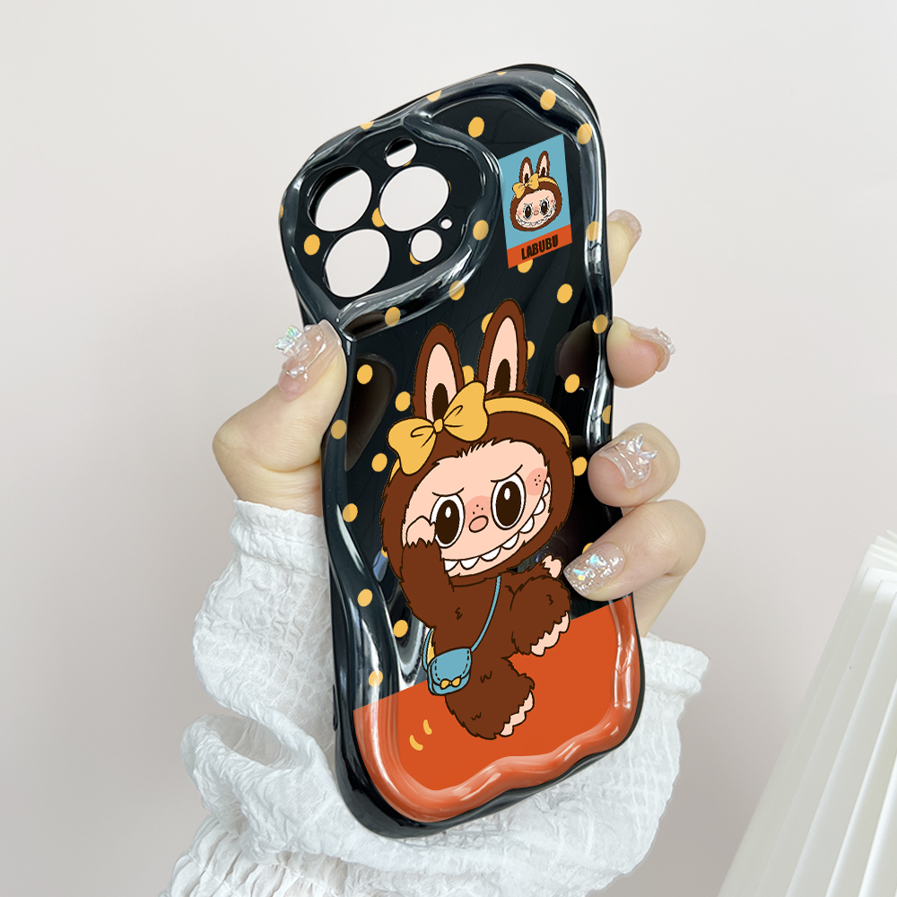 Hontinga for OPPO A3x Back Cover Cute Labubu Phone Case Texture Wavy Edge Soft Mobile Cover. 
