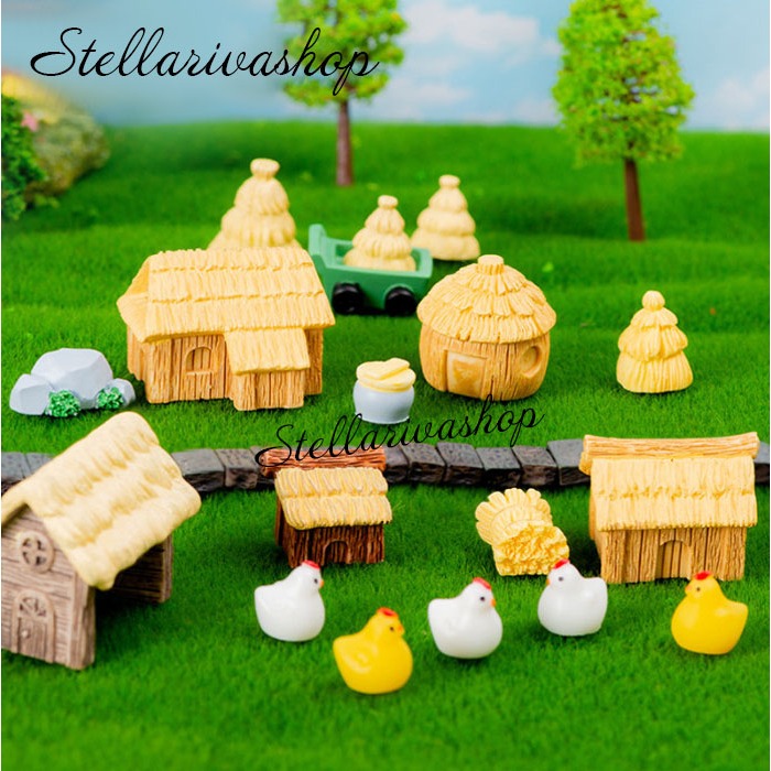 Mô hình nhà nông thôn decor tiểu cảnh terrarium