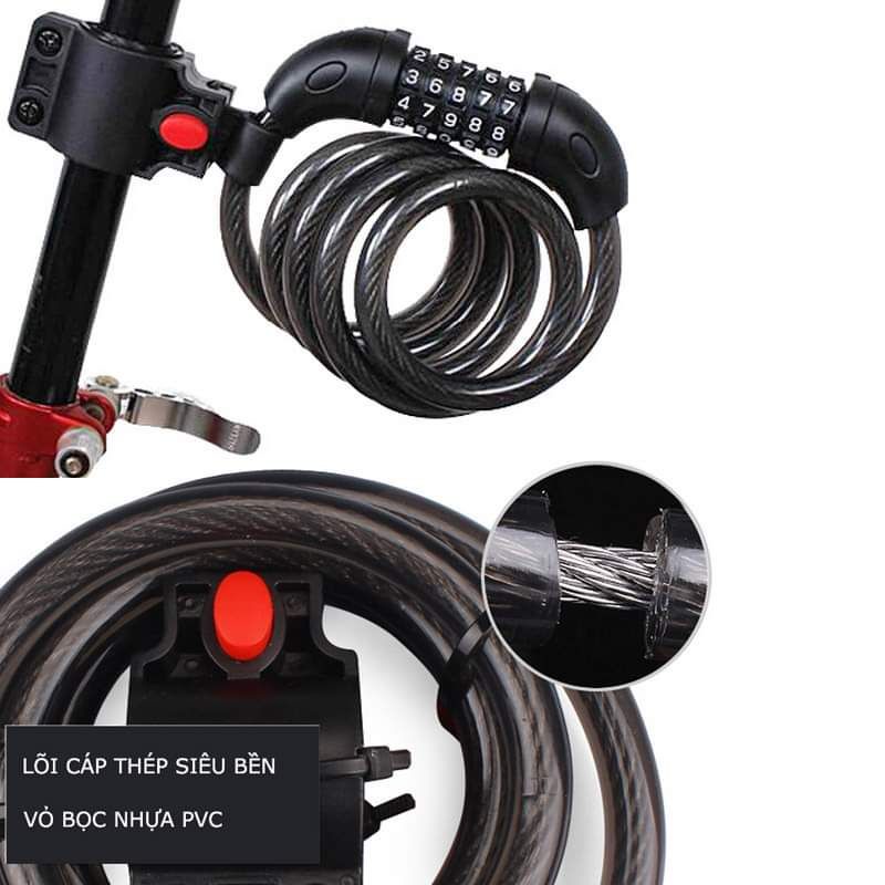 Khoá dây 5 số cao cấp cho xe đạp