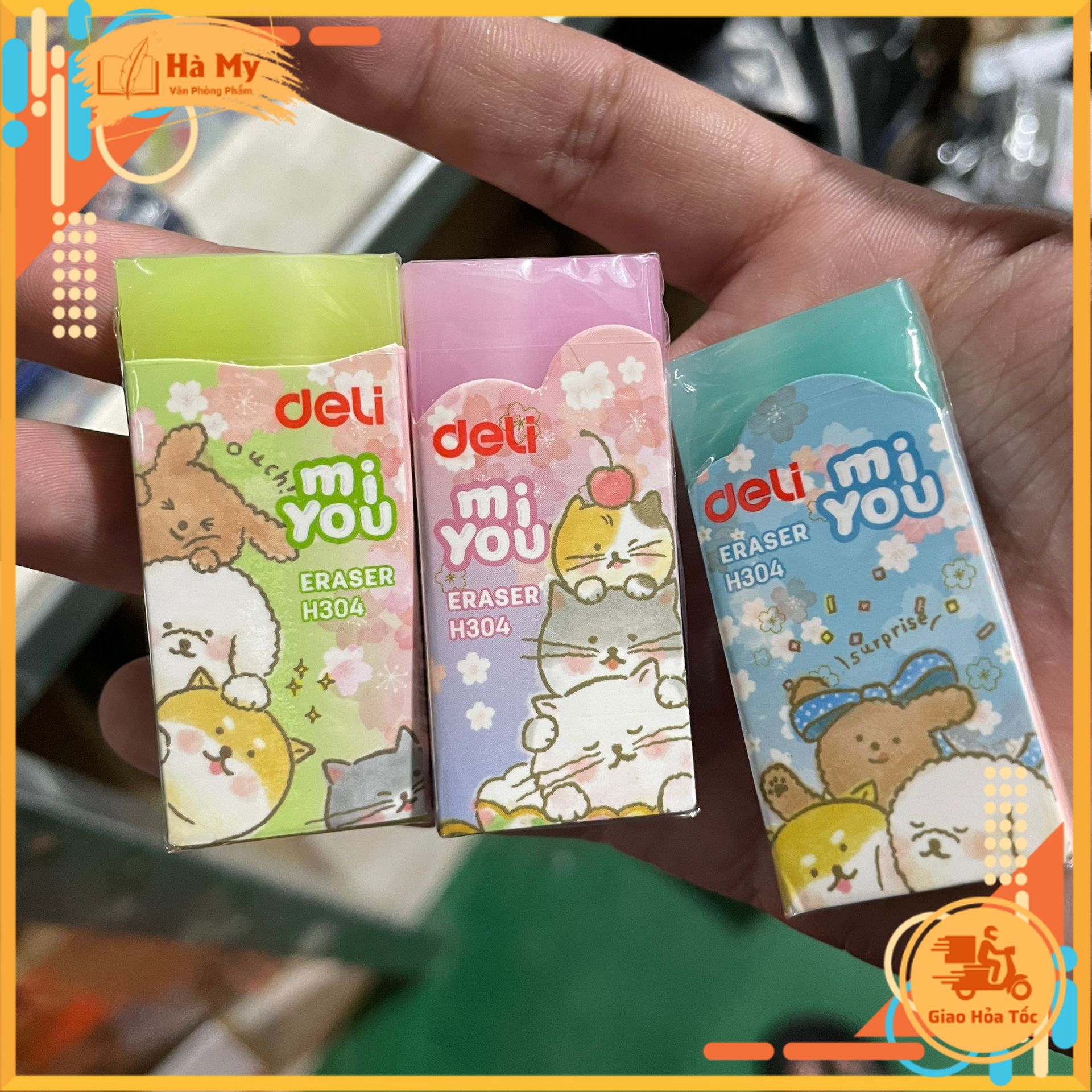 Combo 5 Cục Gôm Tẩy thạch hình chó Deli EH304 tẩy sạch, không mủn độ bền dai
