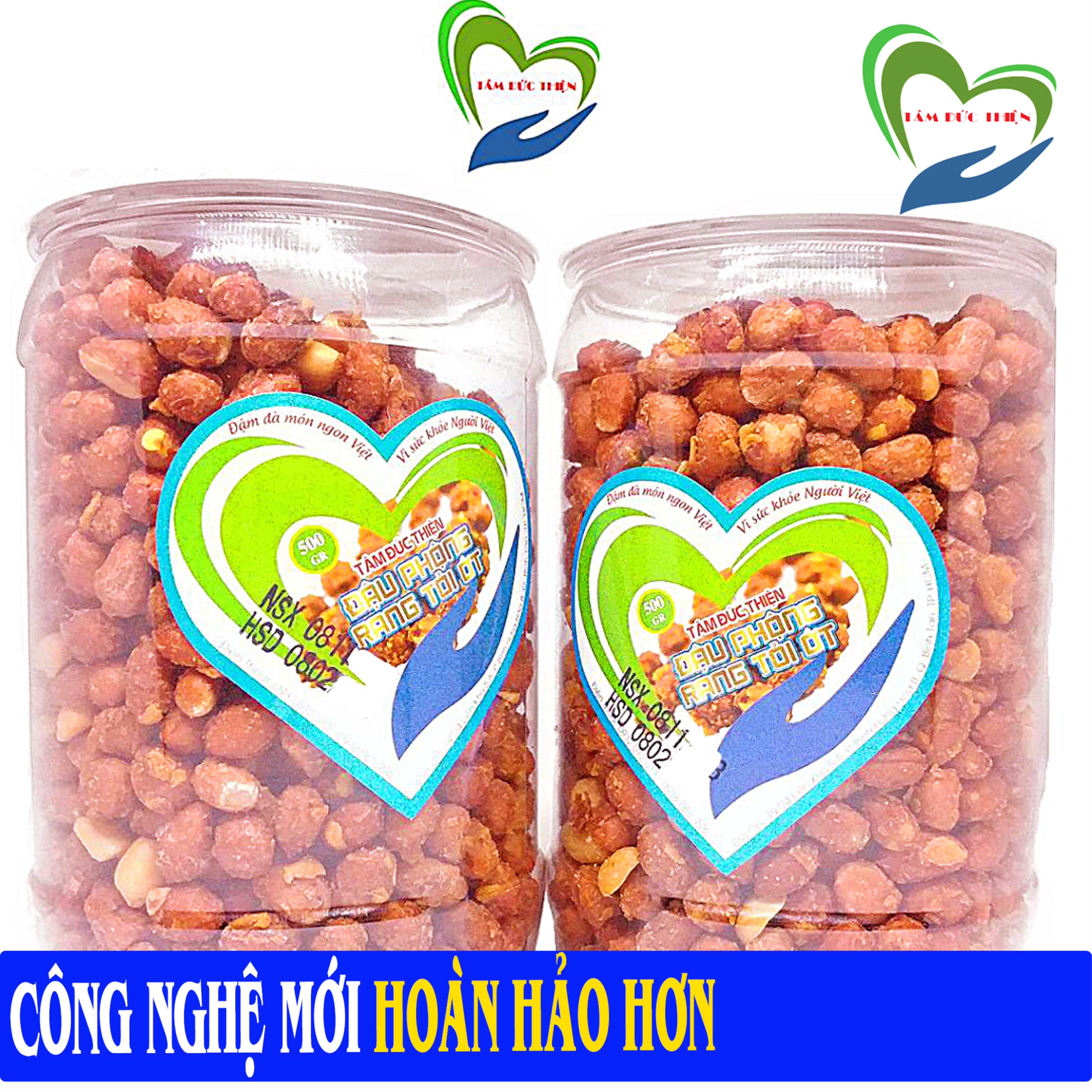Công Nghệ Mới Thơm Ngon Hơn Combo 1KG 2 Hộp 500GR Đậu Phộng Rang Tỏi Ớt Tâm Đức Thiện đồ ăn vặt