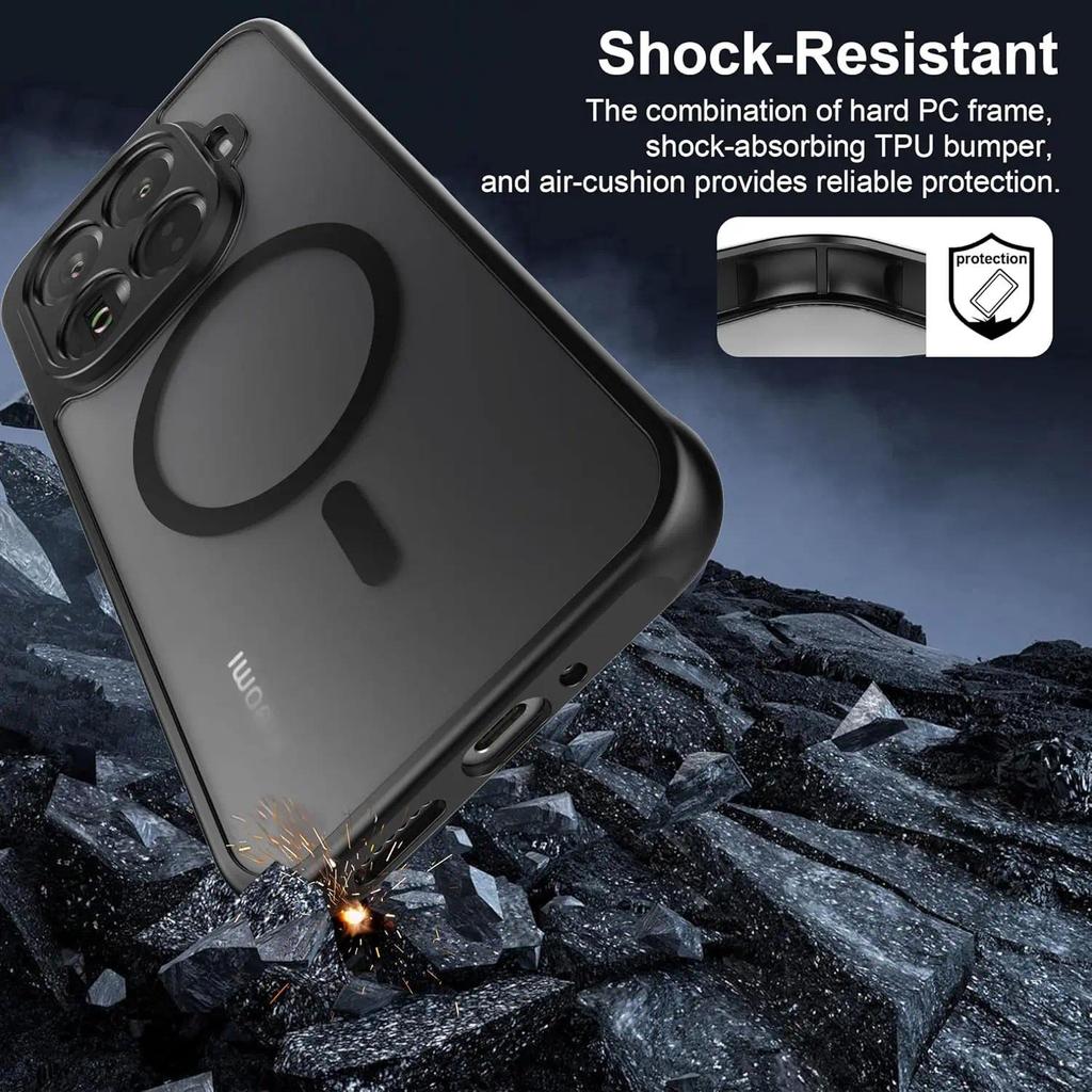 Phone case Xiaomi Poco F7 Back cover Armor Matte Frosted Clear Magnetic Wireless Charge Hard Cover.