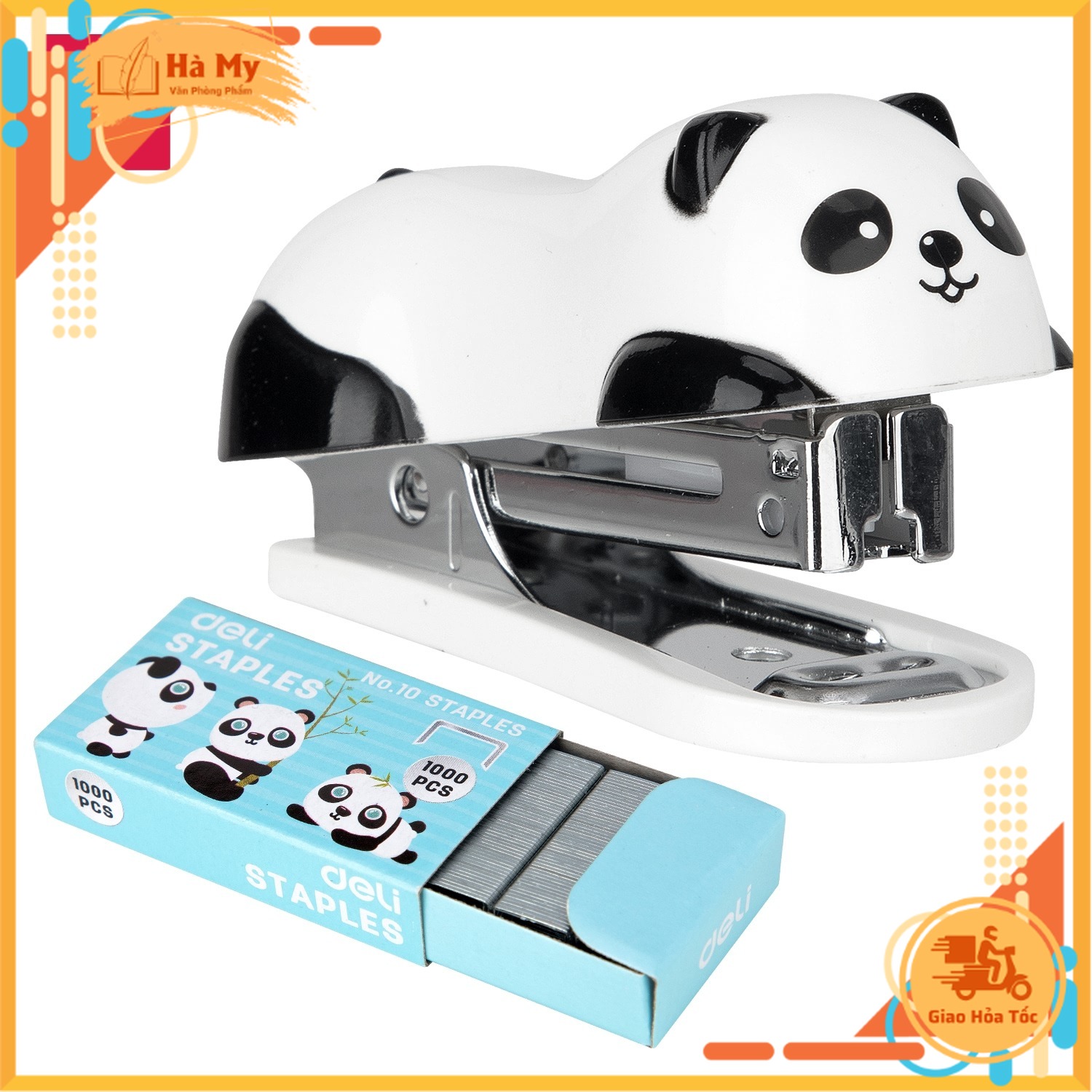 Dập Ghim Mini Số 10 Deli E0453 - Hình gấu trúc