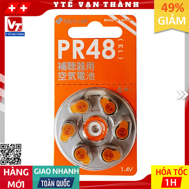 ✅ Pin Nút Máy Trợ Thính PR48  NEXcell Size P13 Nhật (vỉ 6 viên) -VT0353 - Y Tế Vạn Thành