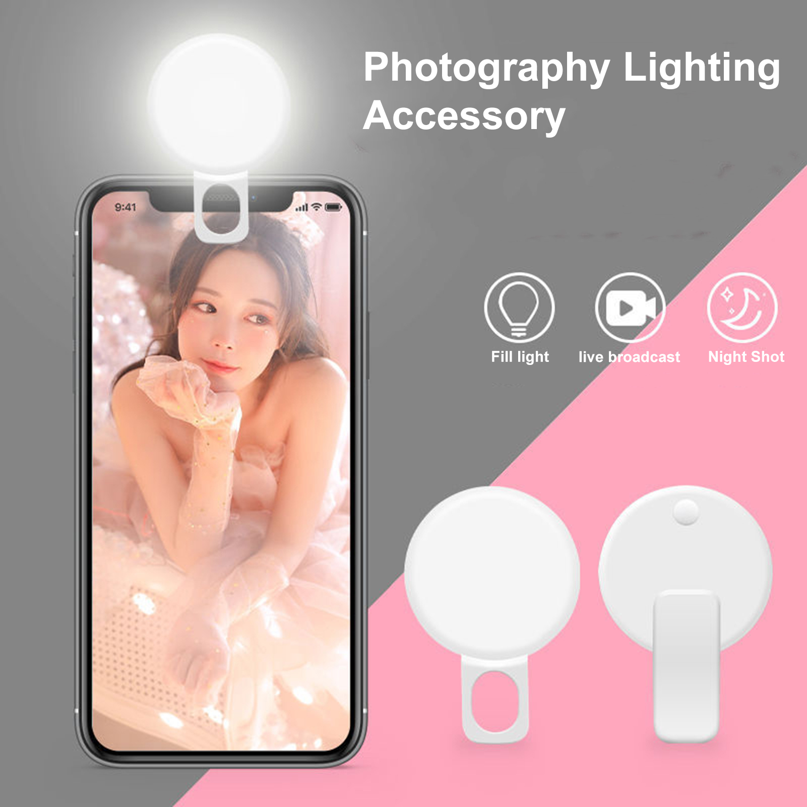 Fill Light for Photography Battery-powered Fill Light Portable Led Selfie Flash Fill Light Enhance Your Beauty with 3 Adjustable Modes Easy Clip-on for Brighter Live Photos Perfect