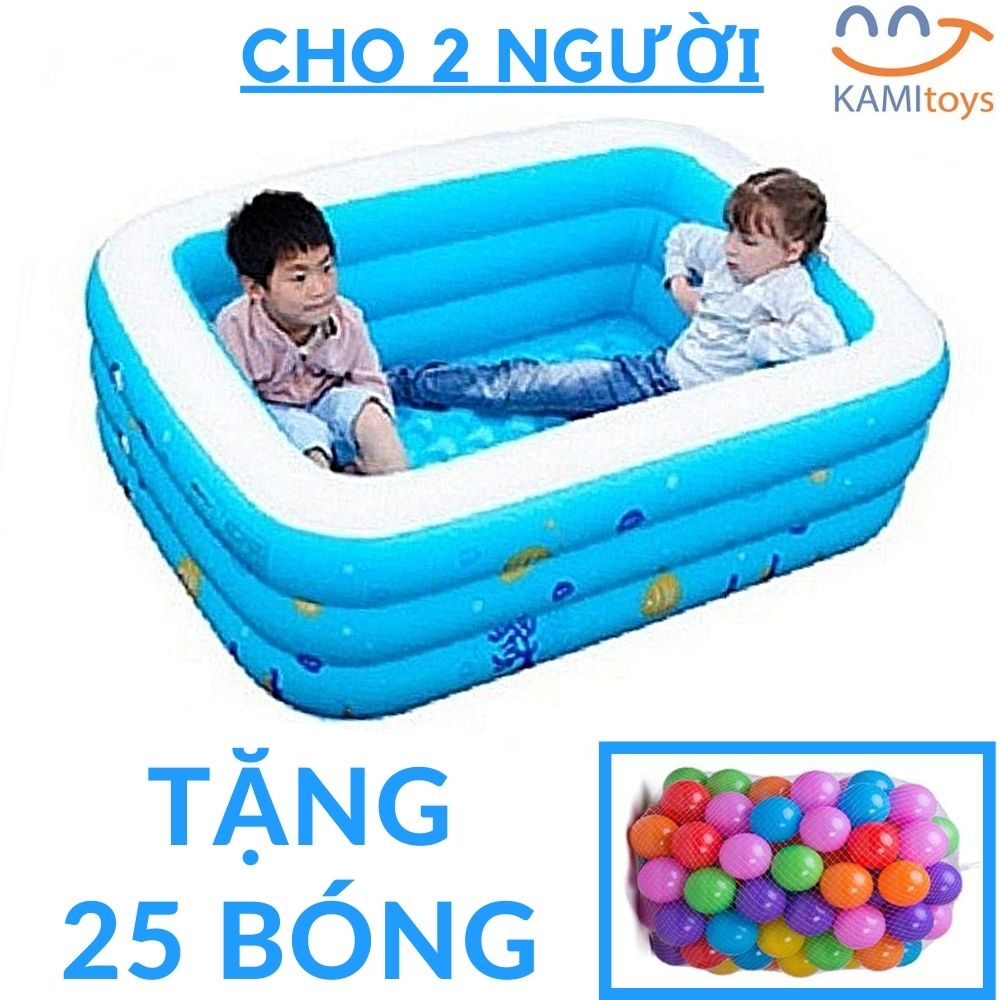 Bể bơi cho bé tắm (Nhiều cỡ 145-125-110cm) kèm 25 bóng kiểu phao bơm hơi cất gọn nhà banh trong nhà