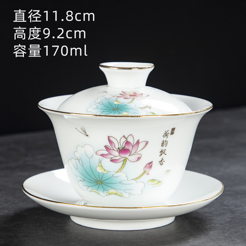 Chén Khải sứ trắng Bạch Định thấu quang 170 ml