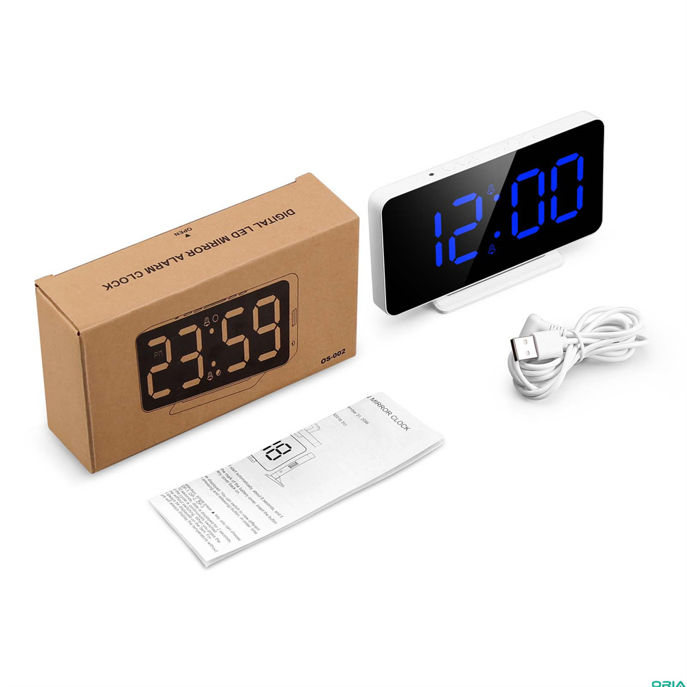 ORIA Đồng Hồ Kỹ Thuật Số 6.5 Inch Đồng Hồ Treo Tường USB Đồng Hồ Báo Thức LED Định Dạng 12/24H Với Chức Năng Báo Lại Độ Sáng Có Thể Điều Chỉnh