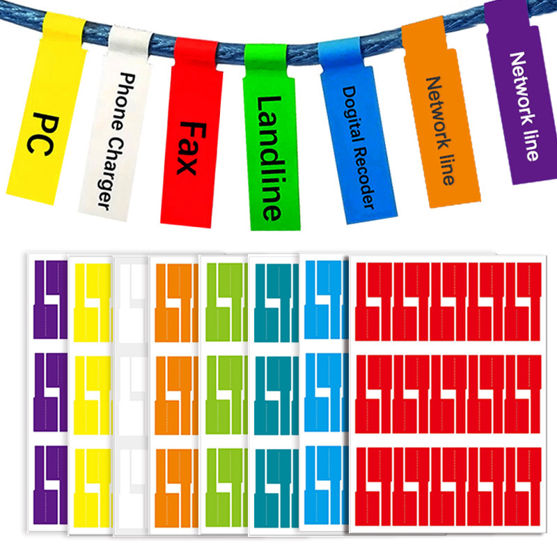 NCVHRT 150Pcs/5 Sheets Cable Labels Wire Marking Network Waterproof Laser Sticker Tags