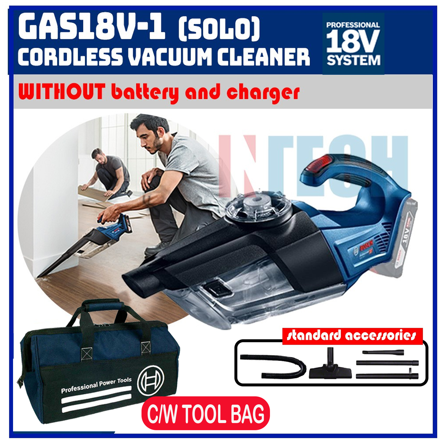 BOSCH GAS18V-1 / GAS18V1 CORDLESS VACUUM CLEANER 18V ** SOLO WITHOUT ...