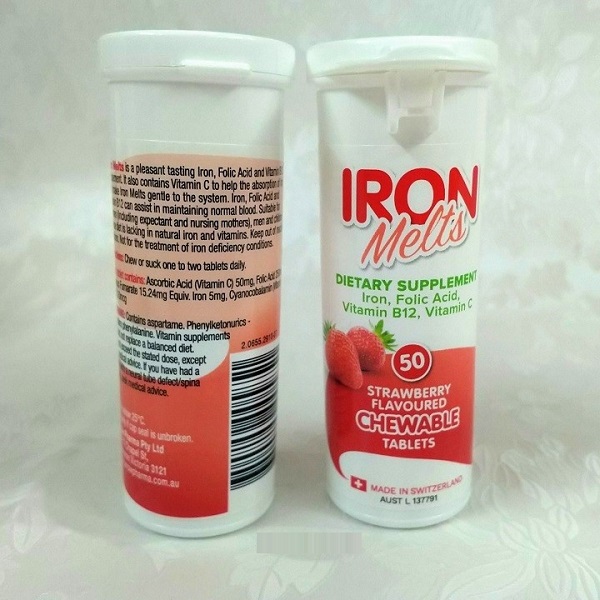 Viên ngậm bổ sung sắt Iron Melts Chewable