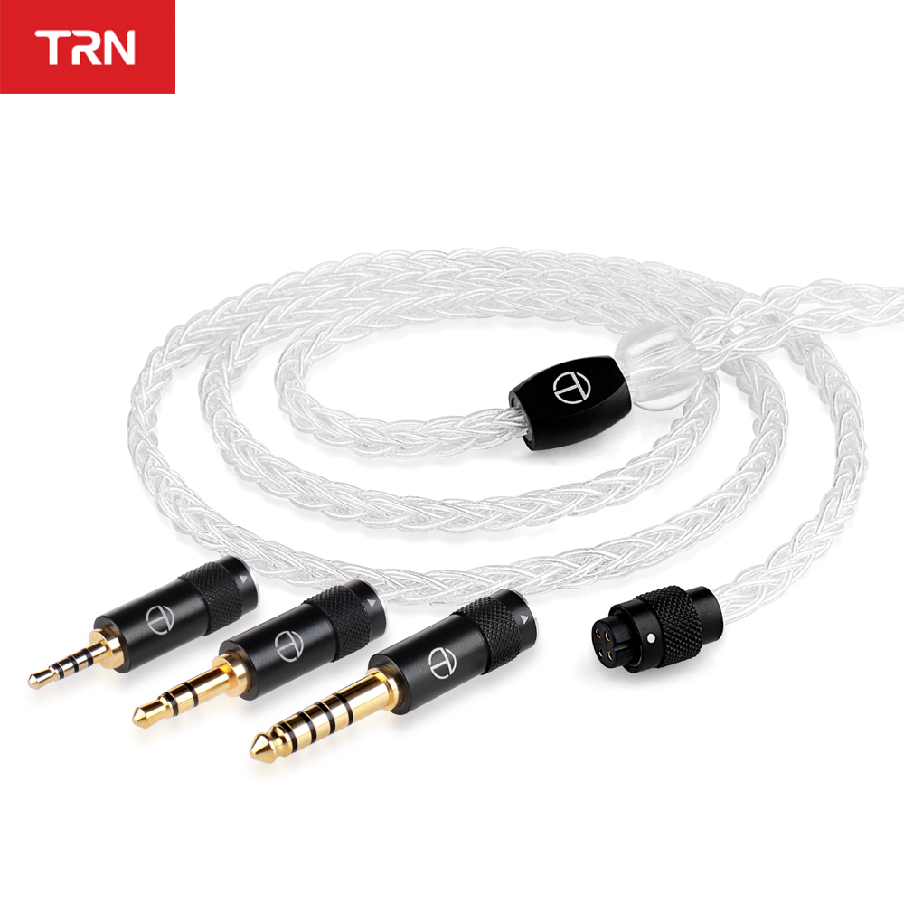 TRN T3 PRO 8 Core Pure Silver Cable 2.5 3.5MM With MMCX 2PIN Connector
