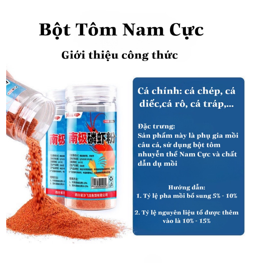 Mồi câu cá trùng đỏ và bột tôm Nam Cực