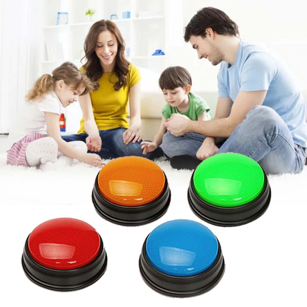 Interactive answerer for children Educational button toys Learn and Play 3D Colorful Button Idea Toy Educational Learning Tool Learning Minds Answer Buzzers For Quizzes - Set of 4 Lights & Sounds Buzzers