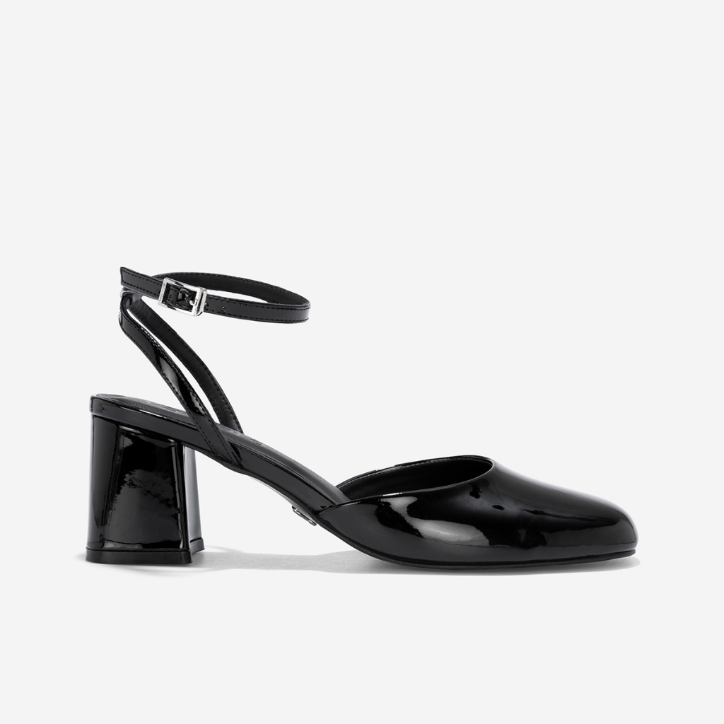 Vascara Giày Bít Mũi Tròn Block Heel Phối Ankle Strap - BMN 0657