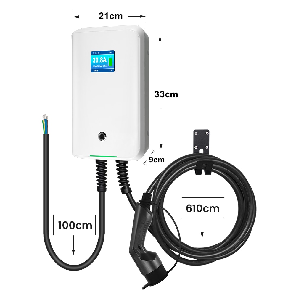Level 2 EV Charging Station 32A APP Wallbox Type 2 Electric Car Charger 7KW  6.1m