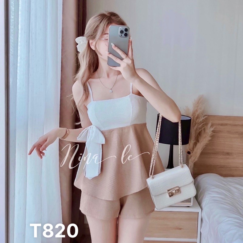 Set bộ 2 dây cột nơ eo dạo phố 2 màu y hình chất liệu lụa T820