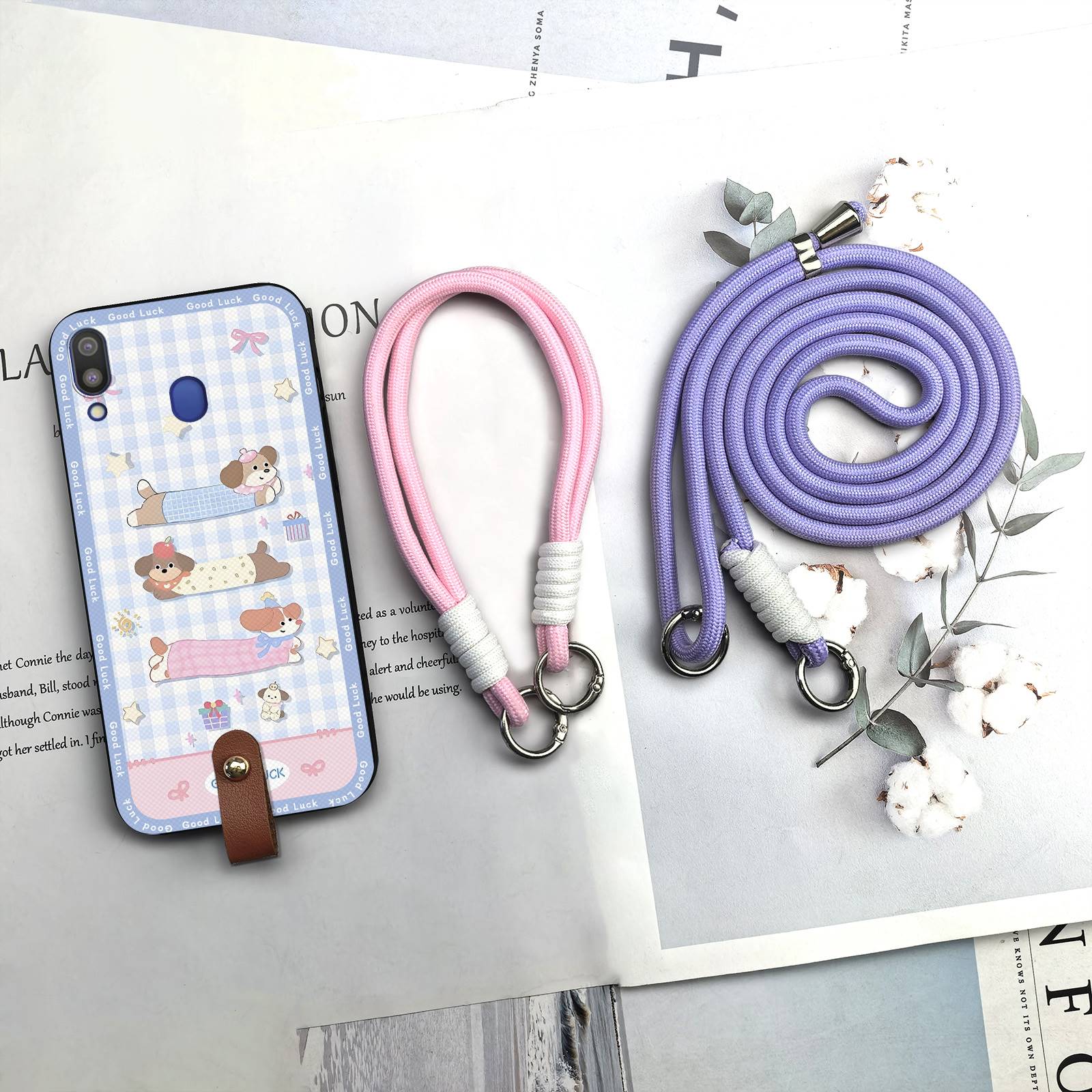 Fashion%20Design%20Waterproof%20Phone%20Case%20For%20Samsung%20Galaxy%20M20/SM-M205FD%20Graffiti%20Lanyard%20Back%20Cover%20Silicone%20Cartoon%20Cute%20-%20Image%203
