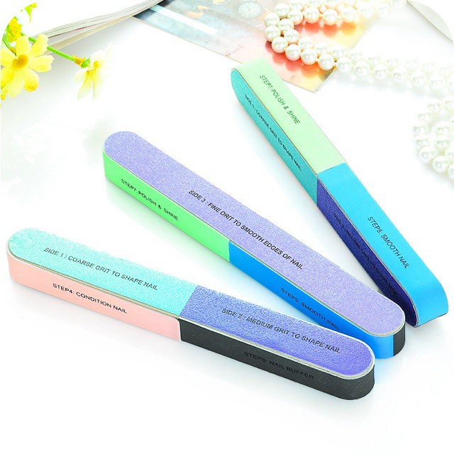 COMBO 3 Cây Dũa Móng 6 Mặt 7 Bước Chăm Sóc Móng Tiện Lợi (giao màu ngẫu nhiên)