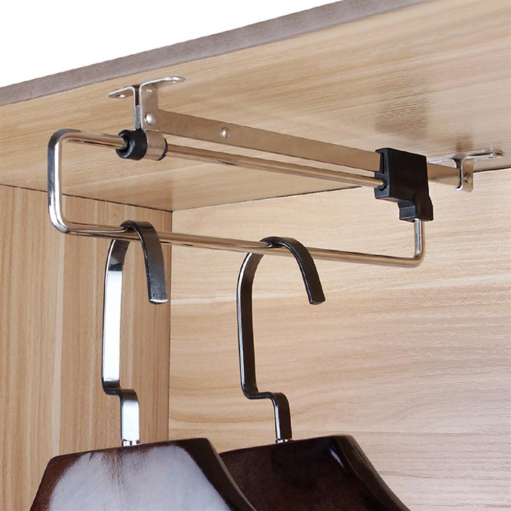 Pull Out Adjustable Sliding Rail Hanging Extending Telescopic Clothes ...