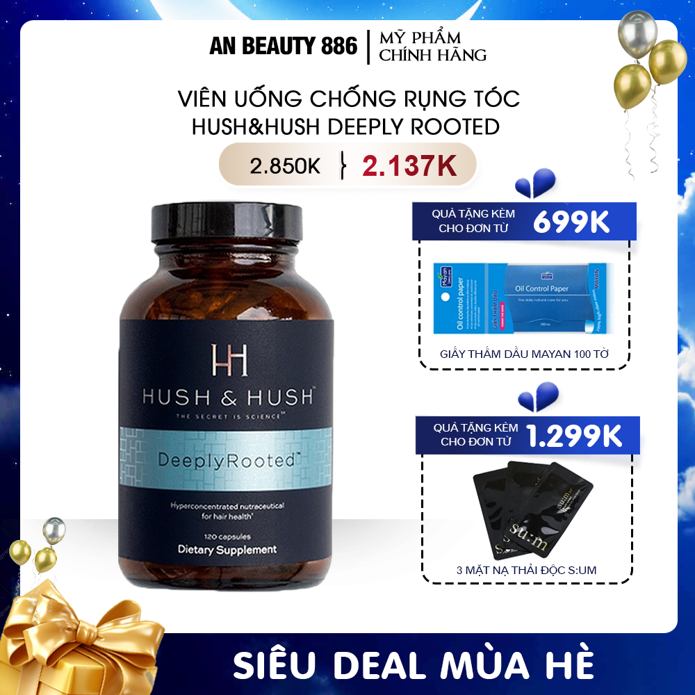 Viên uống mọc tóc, ngăn ngừa rụng tóc Hush&Hush Deeply Rooted 120 viên
