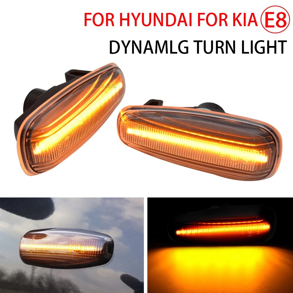 2Pcs Dynamic LED Fender Side Marker Light Turn Signal Lamp Sequential Blinker Indicator Repeater For Hyundai i30 Grandeur Avante Elantra KIA Rio Carens Rondo
