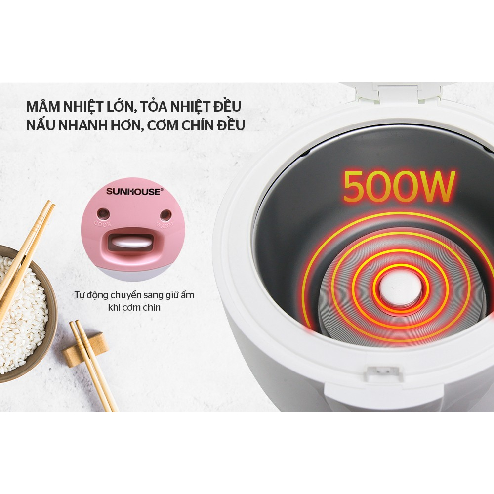 Nồi cơm điện mini SUNHOUSE 1.2L SHD8217W